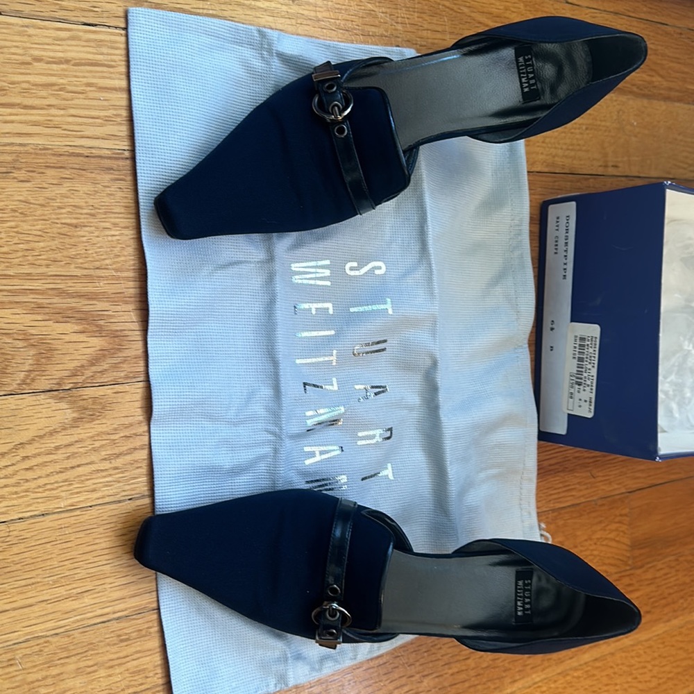 Stuart Weitzman Dorsetpipe Navy Crepe shoes